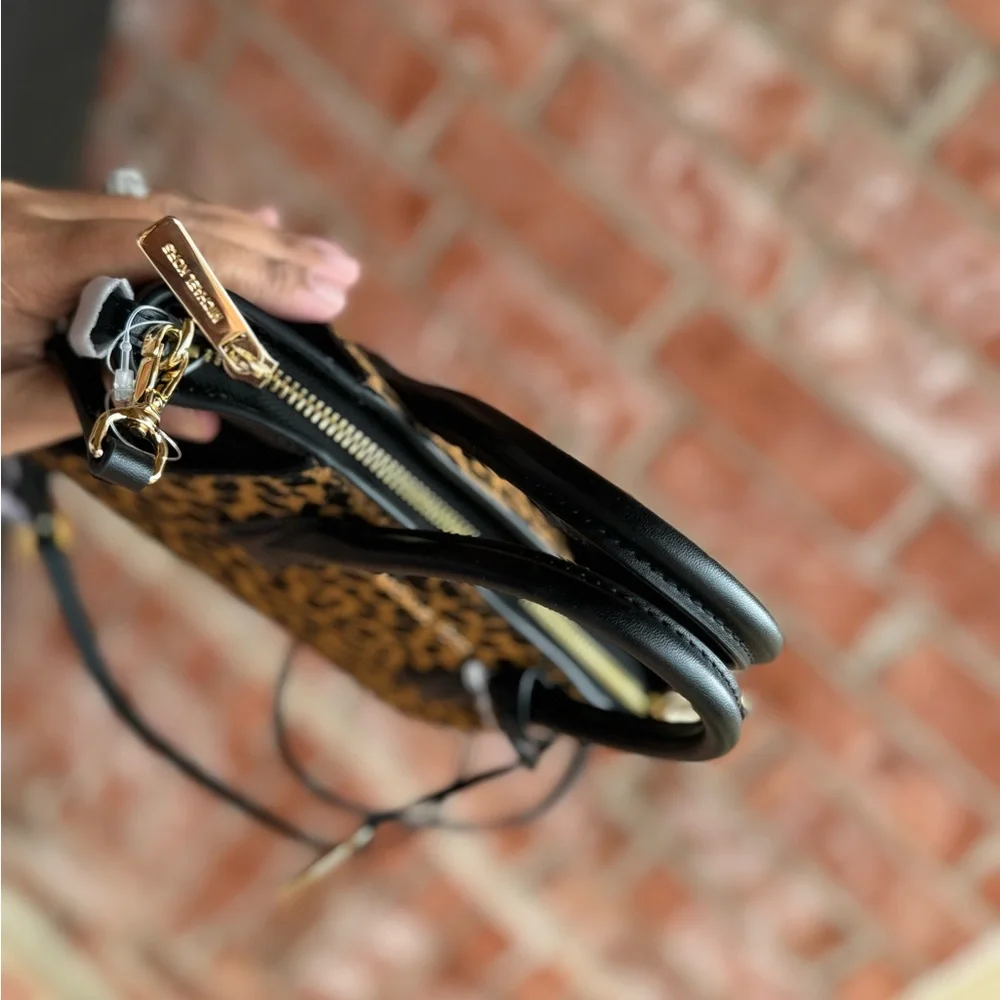Michael Kors MINI Avril XS Cheetah Leather Satchel Crossbody Bag Black Multi